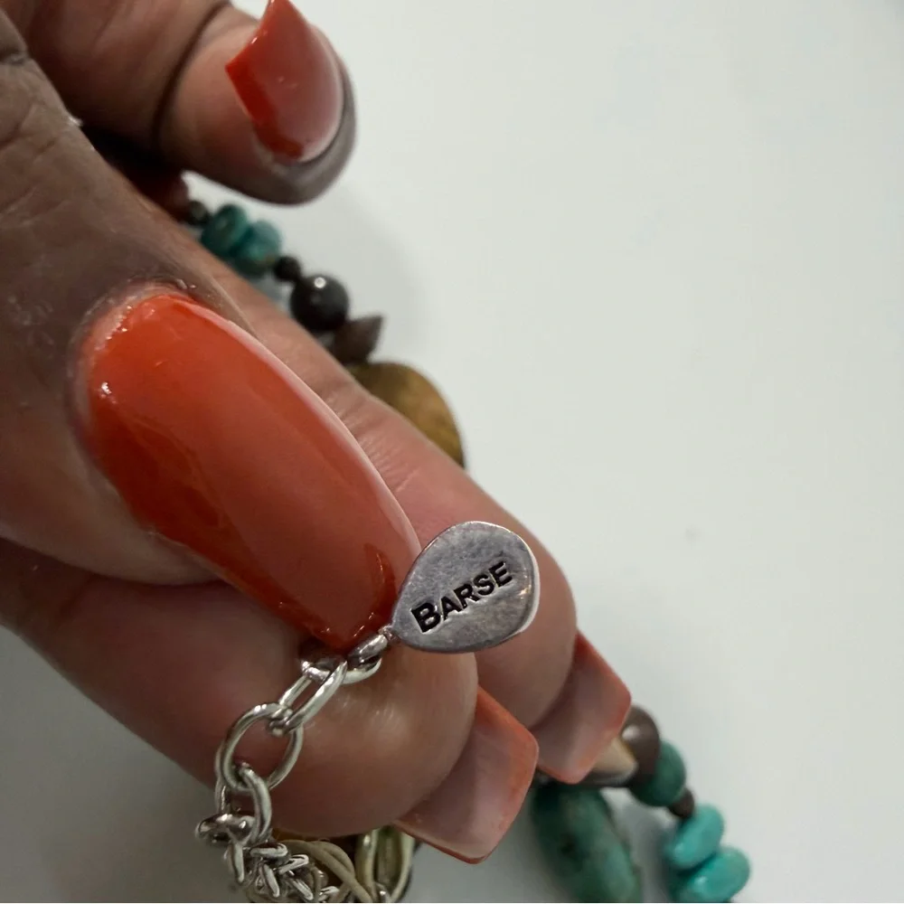 Studio Barse Two Strand Silver Plated‎ Genuine Turquoise and Amber Necklace NWT